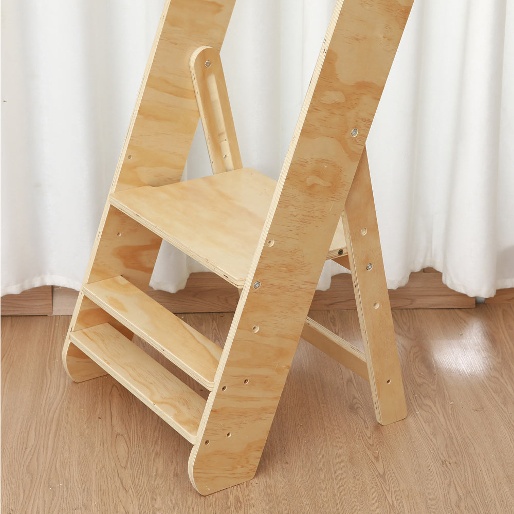 Foldable Montessori Learning Tower for Toddlers – Portable Kitchen Helper Made of Natural Wood