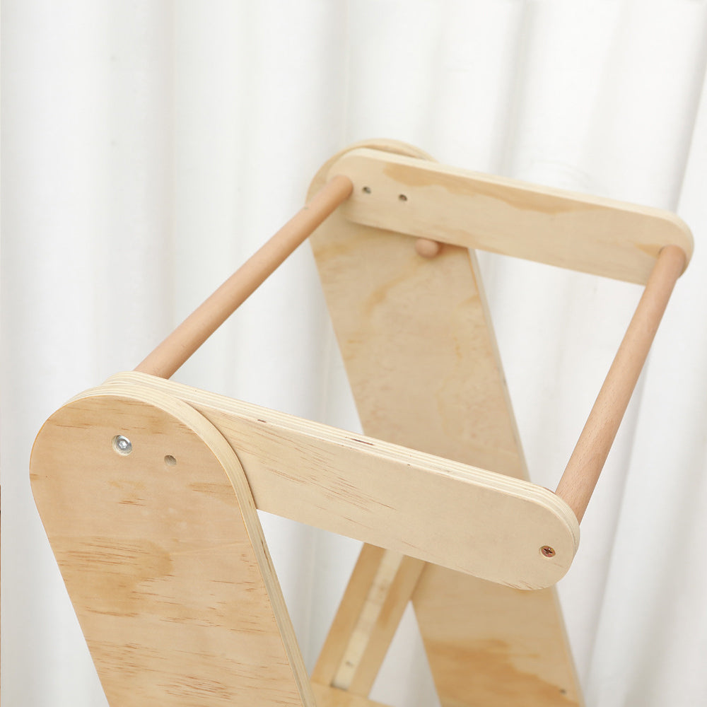 Foldable Montessori Learning Tower for Toddlers – Portable Kitchen Helper Made of Natural Wood