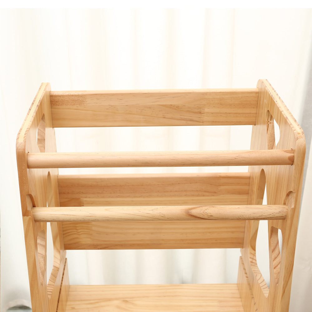 Montessori Learning Tower made of Solid Wood with Adjustable Platform and Safety Rails for Toddlers