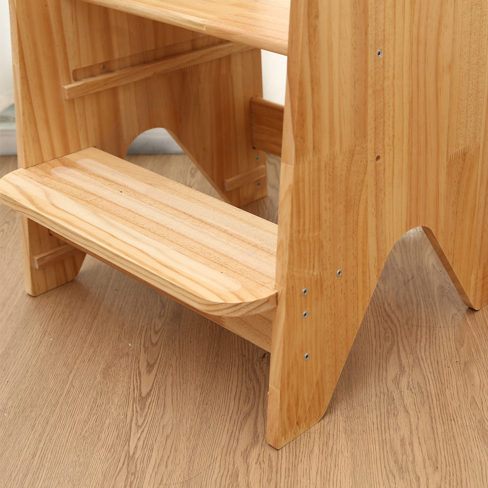 Montessori Learning Tower made of Solid Wood with Adjustable Platform and Safety Rails for Toddlers