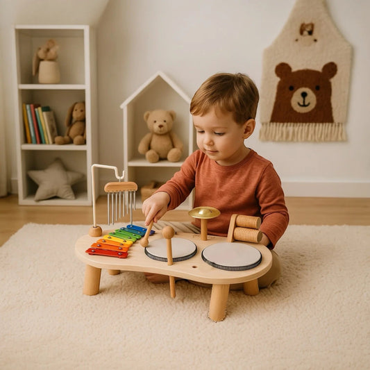 Montessori Wooden Music Set Table – Learning Through Music and Play