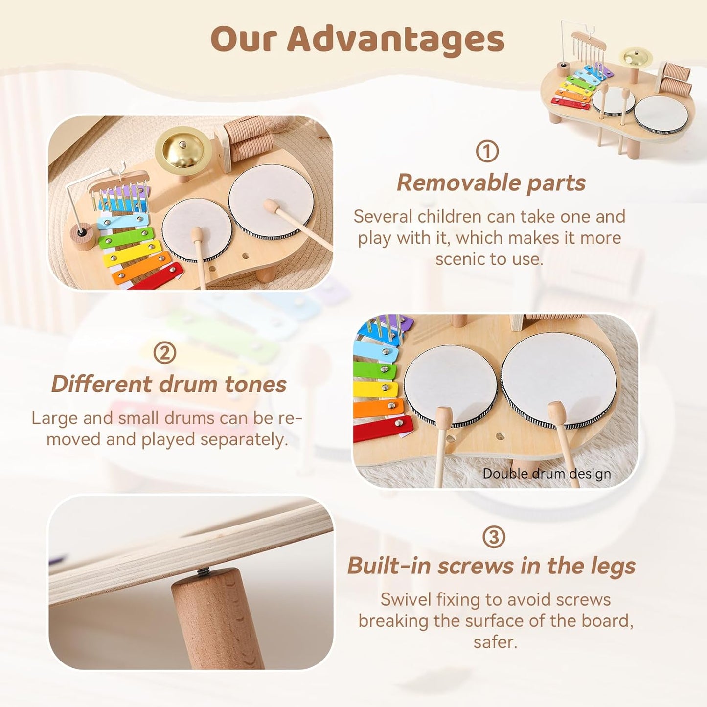 Montessori Wooden Music Set Table – Learning Through Music and Play