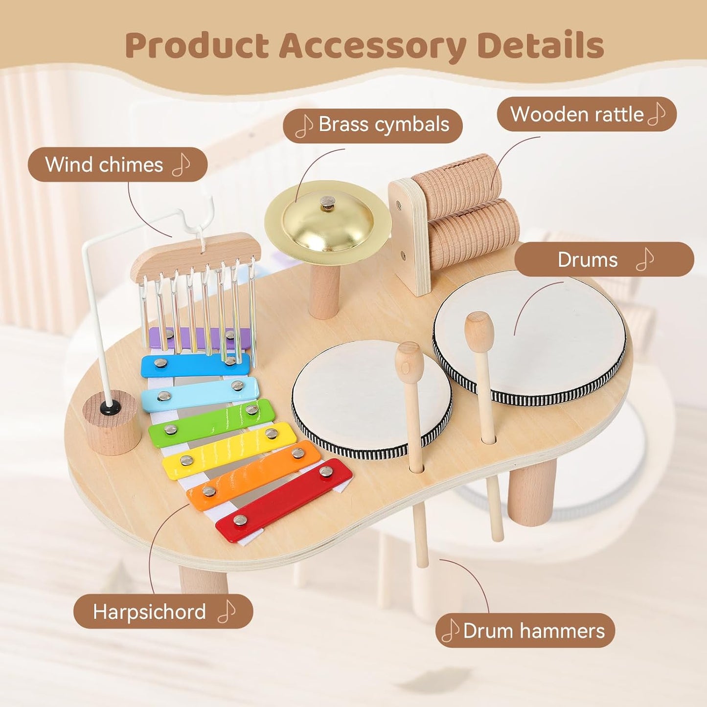 Montessori Wooden Music Set Table – Learning Through Music and Play