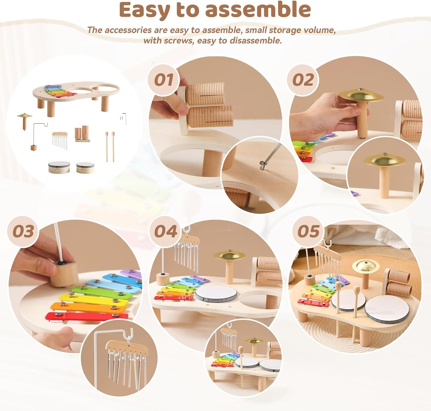 Montessori Wooden Music Set Table – Learning Through Music and Play