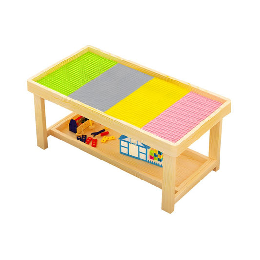 Montessori Wooden Building Block Table – Multifunctional Toddler Play Desk