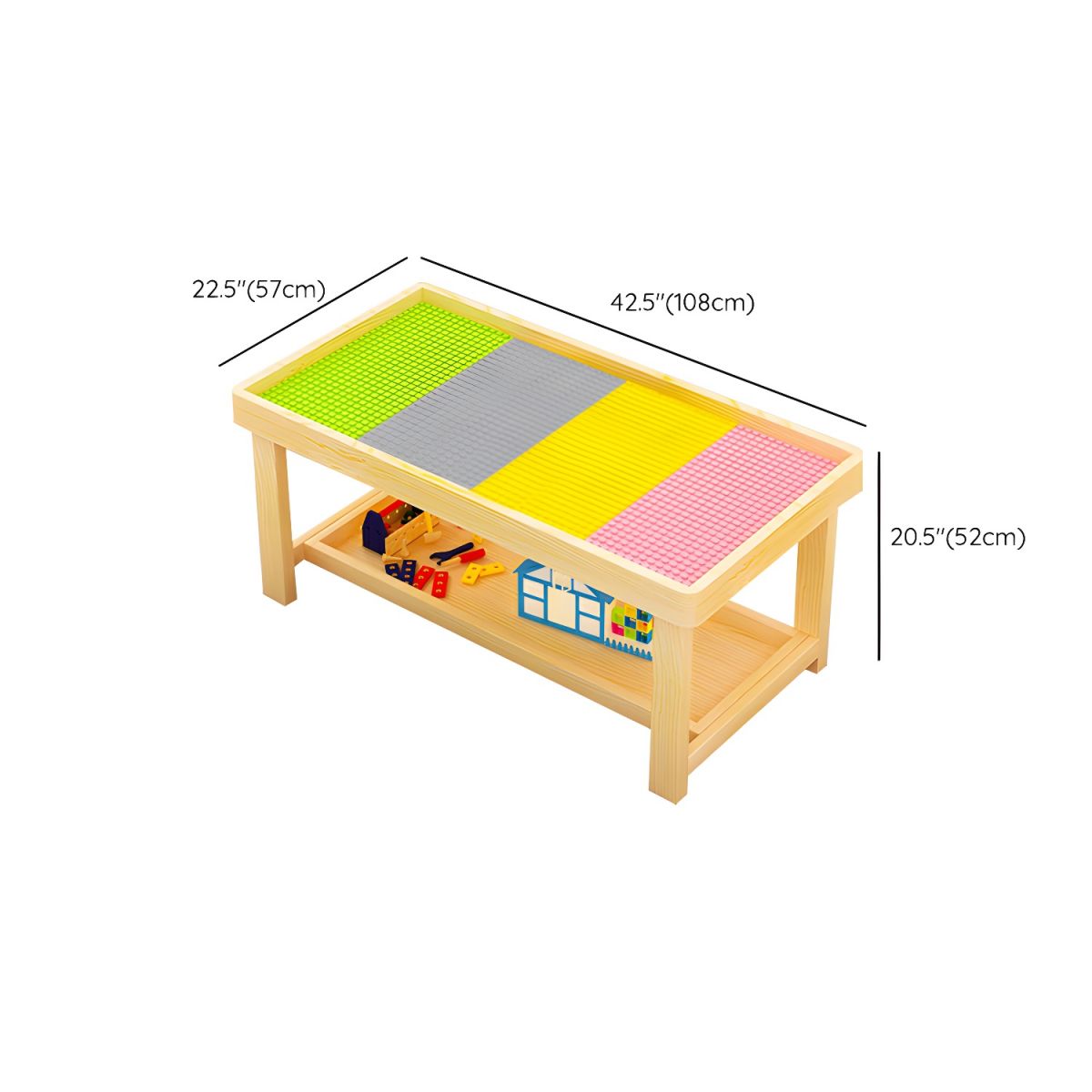 Montessori Wooden Building Block Table – Multifunctional Toddler Play Desk