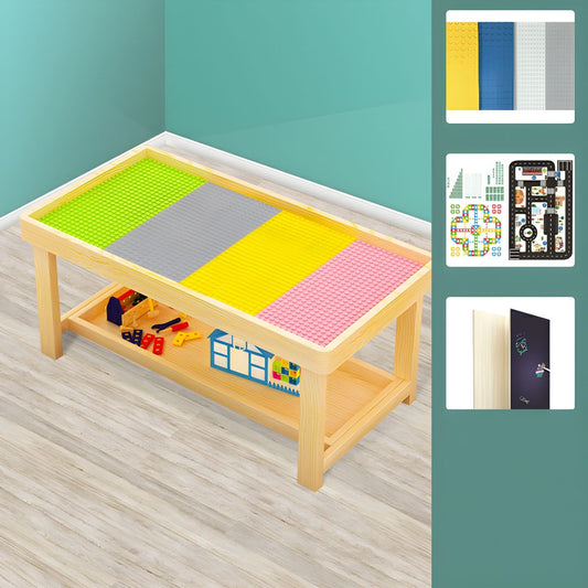 Montessori Wooden Building Block Table – Multifunctional Toddler Play Desk