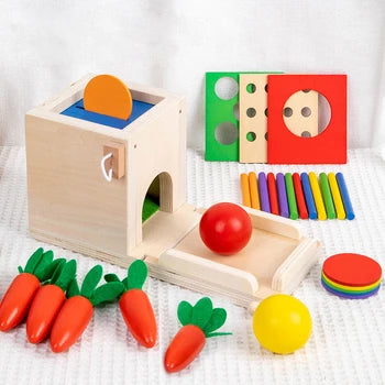 Montessori 4-in-1 Wooden Shape Sorter – Educational Toy for Toddlers and Preschoolers