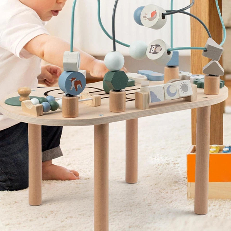 Montessori Wooden Activity Table | Busy Board & Learning Table for Kids