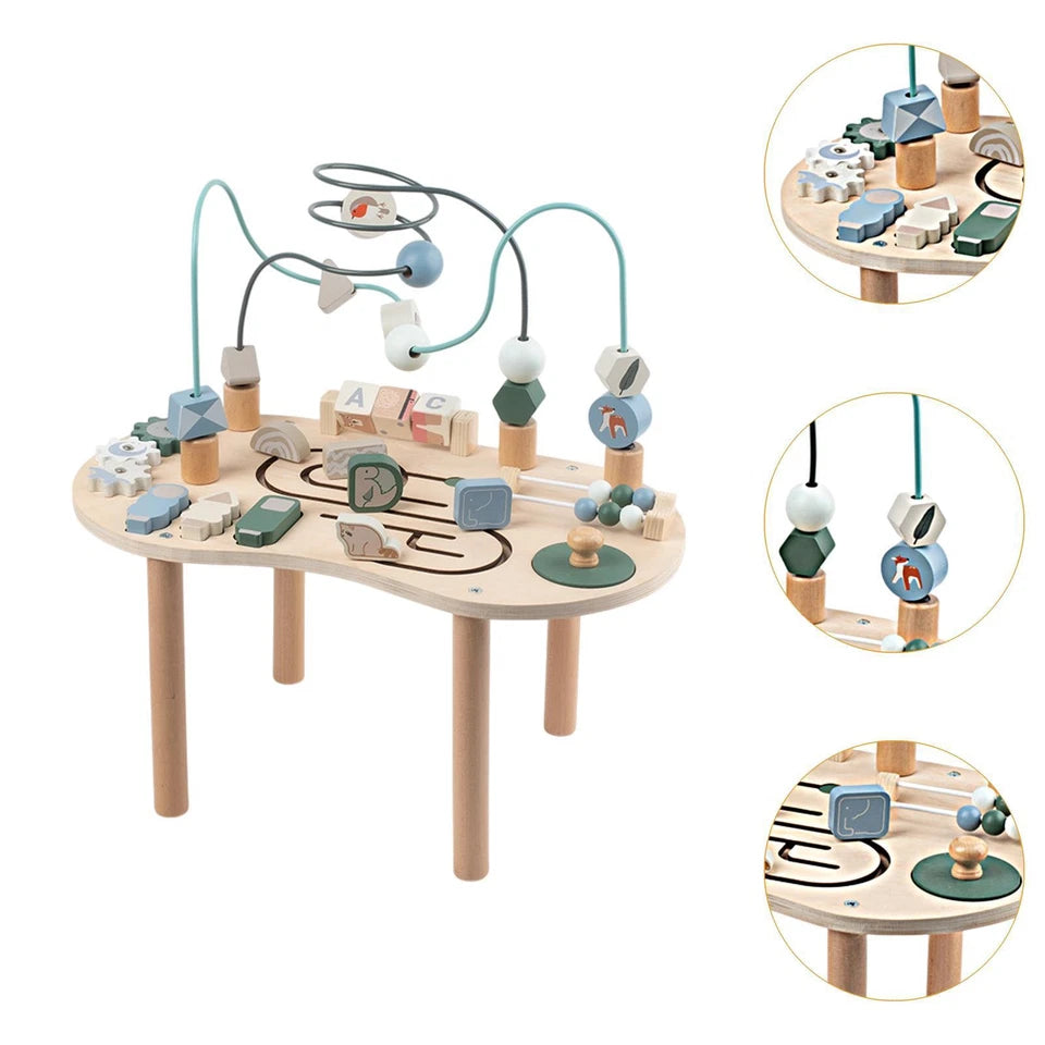 Montessori Wooden Activity Table | Busy Board & Learning Table for Kids