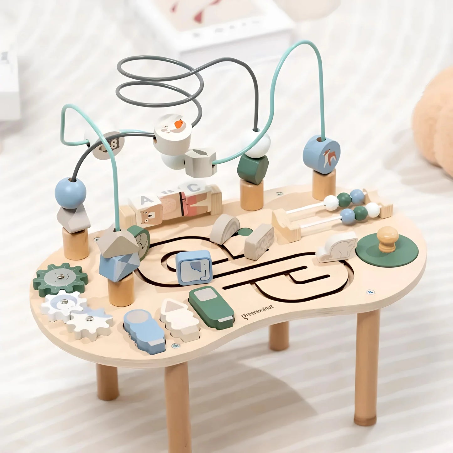 Montessori Wooden Activity Table | Busy Board & Learning Table for Kids