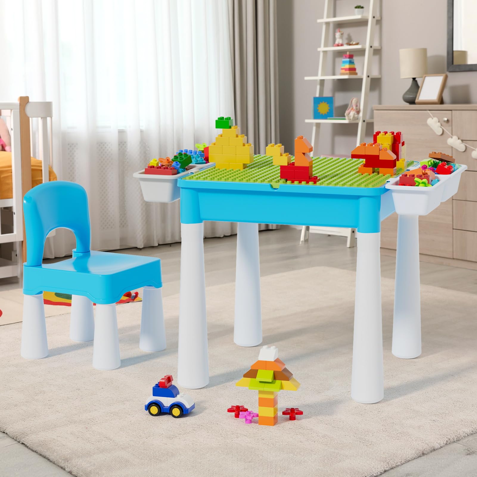 jollychest lego table with chair for kids playroom