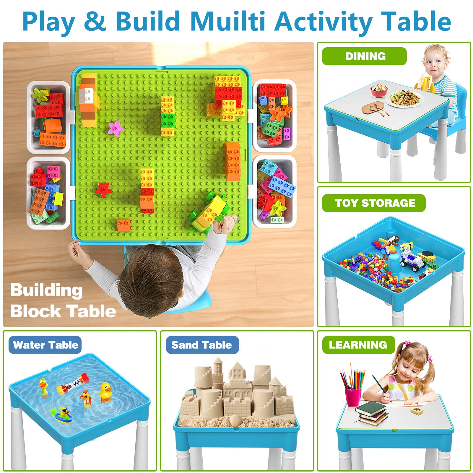 jollychest lego table 5 in 1 multi activity play table for kids