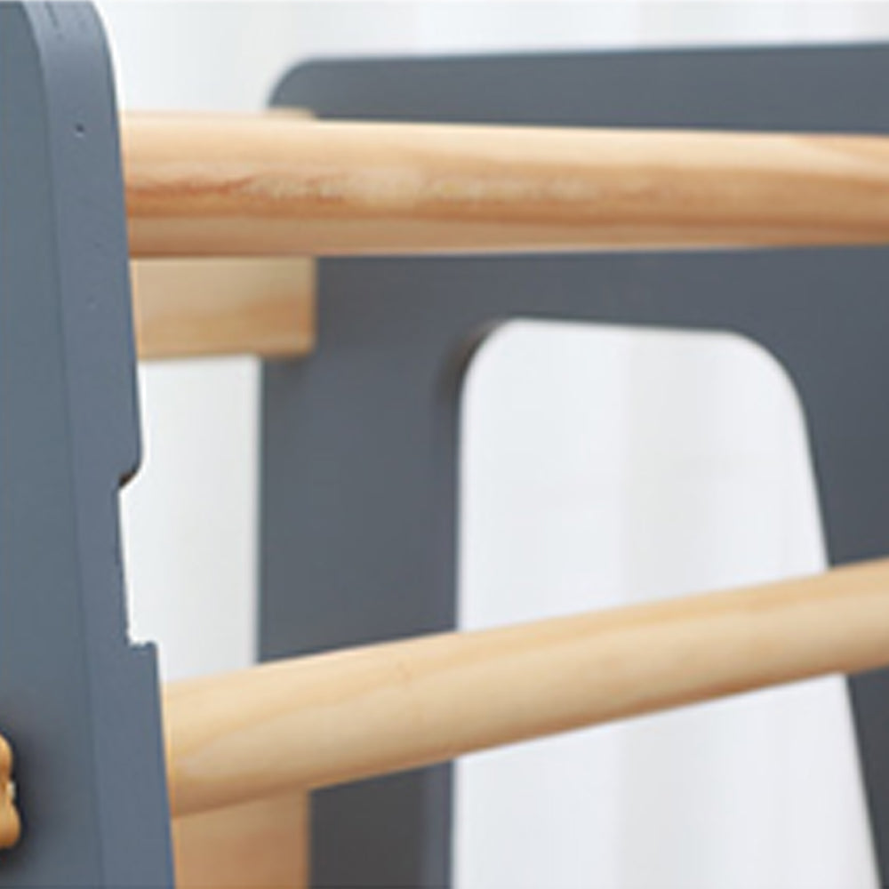 Montessori Learning Tower in Grey and Natural Wood – Safe, Height-Adjustable Wooden Step Stool for Children