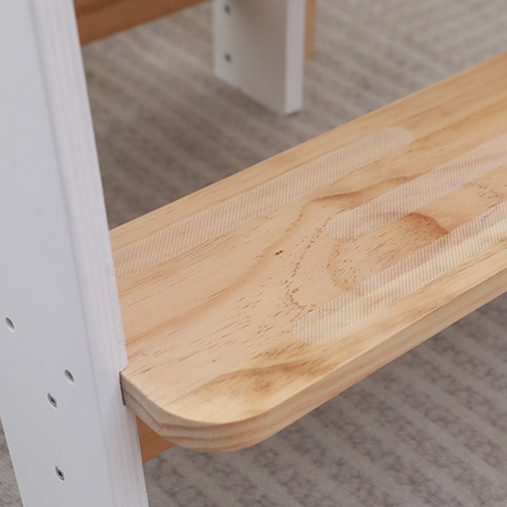 Montessori Learning Tower in White and Natural Wood – Safe and Height-Adjustable Step Stool for Children