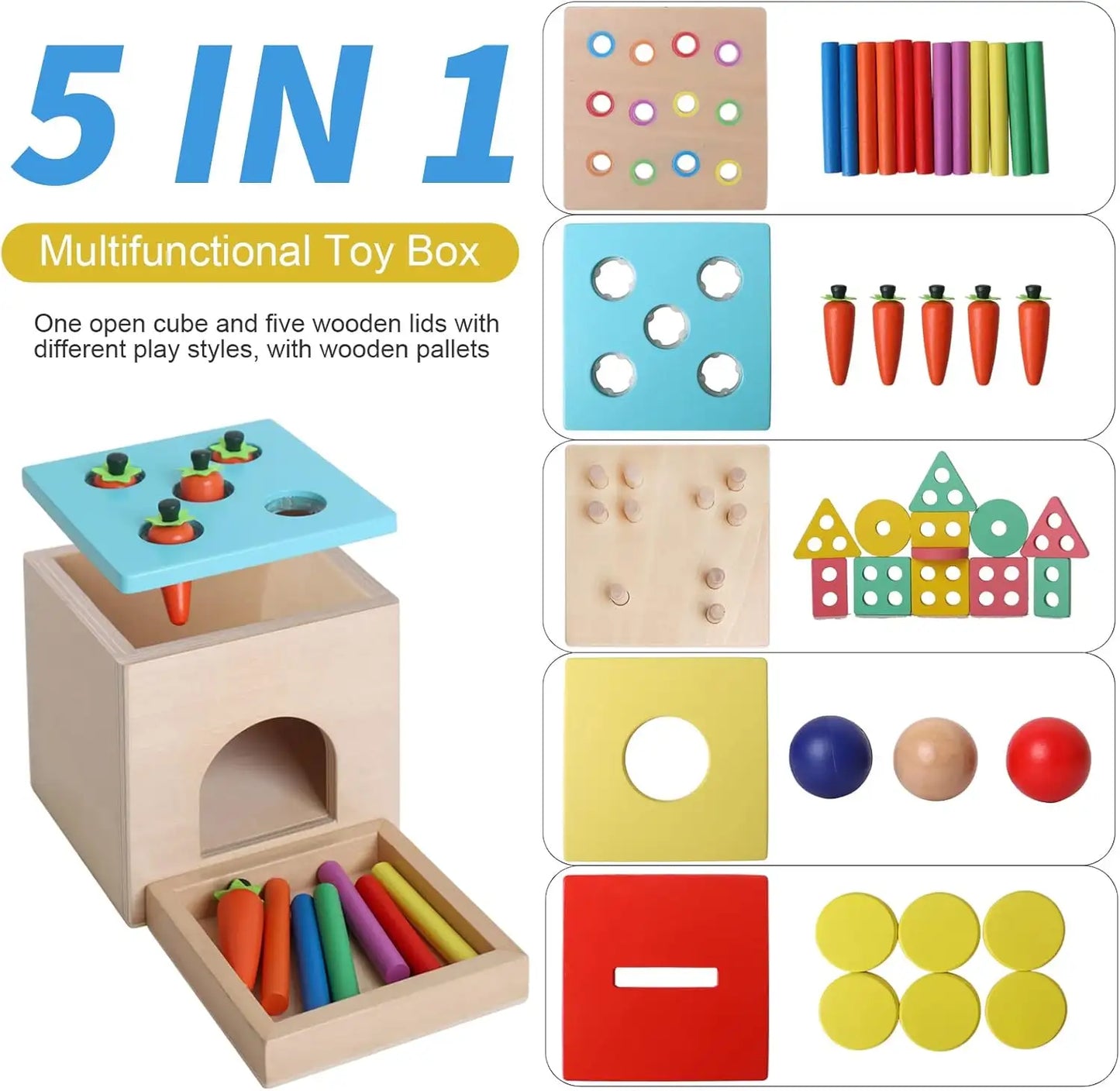 Montessori 5-in-1 Wooden Shape Sorter